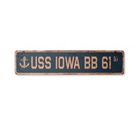 USS IOWA BB 61 Vintage Street Sign us navy ship veteran sailor rustic gift