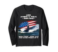 USS James K Polk SSN-645 American Flag Submarine Veteran Long Sleeve T-Shirt