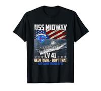 USS Midway CV 41 Aircraft Carrier Veteran Flag Patriotic Men T-Shirt
