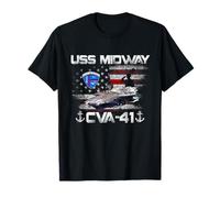 USS Midway CVA-41 Aircraft Carrier Flag Veterans Day Patriot T-Shirt