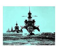 USS Navy WWII War Battleships Blue Unframed Wall Art Print Poster Home Decor Premium