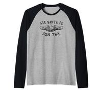 USS Santa Fe SSN 763 Attack Submarine Badge Vintage T-Shirt Raglan Baseball Tee