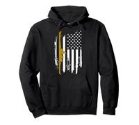 USS Wisconsin BB-64 Battleship Vintage American Flag Pullover Hoodie