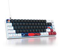 Ussixchare 60 Percent Gaming Keyboard 68 Keys Mechanical Keyboard LED Backlit Compact Wired Keyboard with Red Switch for Windows PS4/5 Xbox Gamer(White-Black)