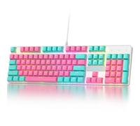 Ussixchare Full Size Mechanical Gaming Keyboard, Creamy Sounding Keyboard with Number Pad, 104 Keys Wired Custom Keyboard with Red Switch, RGB Backlit for PC Laptop(Miami)