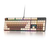 Ussixchare Full Size Mechanical Keyboard, Creamy Keyboard with Number Pad, 104 Keys Wired Gaming Keyboard with Red Switch, RGB Backlit for PC Laptop