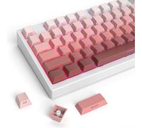 Ussixchare PBT Gradient Pink Keycaps Side Printed Set Shine Through Cherry Profile Double Shot Custom Minimalist Style for Mechanical Keyboard(Blush)