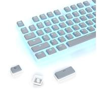 Ussixchare PBT Grey Pudding Keycaps Set 117 Keys, Double Shot Translucent OEM Profile for ISO & ANSI Layout 61/68/84/87/104 Keys Mechanical Keyboard(Grey Pudding)