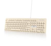 Ussixchare Wired Retro Computer Keyboard, Quiet Typewriter Keyboard, Khaqi Cute Keyboards Light up with Round Keycaps, LED Backlit,104-key for PC, Laptop(Khaqi)