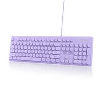 Ussixchare Wired Retro Computer Keyboard, Quiet Typewriter Keyboard, Purple Cute Keyboards Light up with Round Keycaps, LED Backlit,104-key for PC, Laptop(Purple)