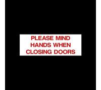 USSP&S 1x Please mind hands when closing doors - 100x35mm Sticker - Warning, Safety, Hazard