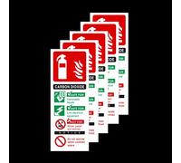 USSP&S 5x Carbon Dioxide (CO2) Fire Extinguisher ID 85x210mm Blue Vinyl Safety Sticker Sheet