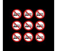USSP&S 9x No Smoking No Vaping Sticker Sign 50x50mm - Vinyl Decal, Car, Van, Taxi, Lorry, Business
