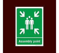 USSP&S Assembly/Muster Point Sticker/Self Adhesive Sign - Fire, Push Bar/Pad, Disabled Fire Exit, Assembly, Break Glass, Lift - (EE58)