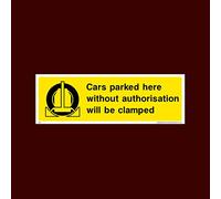 USSP&S Cars parked here without authorisation will be clamped Plastic Sign with 4 Pre-Drilled Holes (P29) - No Parking, Private Property, Visitor, Customer, Car Park, Reserved