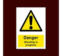 USSP&S Danger Shooting in Progress Plastic Sign - Warning, Farm, Dogs, Agriculture, Cattle, Sheep, Bull - (CA25)