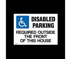 USSP&S Disabled Parking Required Plastic Sign (MISC113) - No Parking, Private Property, Access, Disabled Parking, Vehicle, Warning