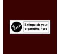 USSP&S Extinguish your cigarettes here Plastic Sign with double sided fixing tape (PS43) - No Smoking, Building, Counter, Bar, Premises, Law, Naked Lights