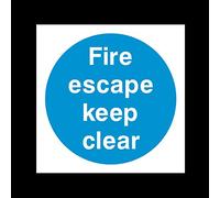 USSP&S Fire Escape Keep Clear Sticker/Self Adhesive Sign - Multi Pack Discount (1, 2, 5, 10, 25, 50, 100) - Fire/Emergency/Exit/Alarm/Push/Extinguisher/Assembly