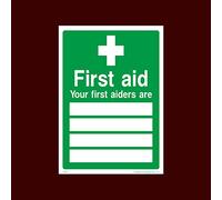 USSP&S First Aid - Your first aiders Plastic Sign - First Aid, Box, Eye Station, Aider, Spill, located - (FAID24)