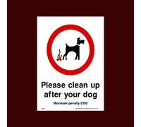 USSP&S Please clean up after your dog Maximum penalty £200 Plastic Sign (PPA18) - No Fouling, No Dogs, Waste Bin, Penalty £1000, Clean Up, Poo Fairy