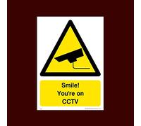 USSP&S Smile! You're on CCTV Plastic Sign (S25) - CCTV, Security, Warning, Alarmed, Surveillance, Camera, Dogs, Premises
