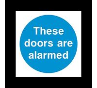 USSP&S These doors are alarmed Sticker/Self Adhesive Sign - Fire/Emergency/Exit/Alarm/Push/Extinguisher/Assembly