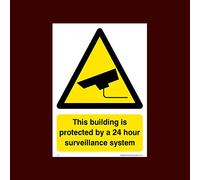 USSP&S This building is protected by a 24 hour surveillance system Plastic Sign (S17) - CCTV, Security, Warning, Alarmed, Surveillance, Camera, Dogs, Premises