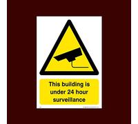USSP&S This building is under 24 hour surveillance Plastic Sign with 4 Pre-Drilled Holes (S29) - CCTV, Security, Warning, Alarmed, Surveillance, Camera, Dogs, Premises