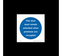 USSP&S This door must remain unlocked Plastic Sign with double sided fixing tape (FPR17) - Fire Exit, Gangway, Emergency, Route