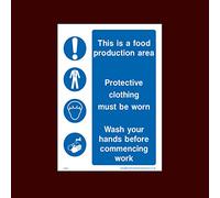 USSP&S This is a food production area Sticker/Self Adhesive Sign - Raw, Cooked, Preparation, Fish, Food, Wash Hands (FP23)
