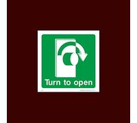 USSP&S Turn to Open Right Sticker/Self Adhesive Sign - Fire, Push Bar/Pad, Disabled Fire Exit, Assembly, Break Glass, Lift - (EE41)