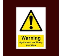 USSP&S Warning Agricultural Machinery Operating Plastic Sign - Warning, Farm, Dogs, Agriculture, Cattle, Sheep, Bull - (CA17)