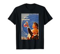 USSR CCCP Retro Vintage Science Propaganda Poster T-Shirt, Men, Black, X-Large