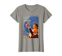 USSR CCCP Retro Vintage Science Propaganda Poster T-Shirt, Women, Slate Grey, Small