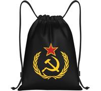 Ussr Hammer & Sickle Unisex Pe Bag Waterproof Drawstring Backpack Large Drawstring Bag For Yoga Hiking Sports