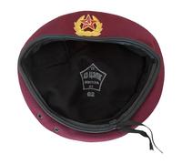 USSR Russian Army Military Style Red Burgundy Paratrooper Beret Hat Soviet Badge