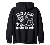 ust A Girl Who Loves Chickens And Goats Farm Animal Lover Zip Hoodie