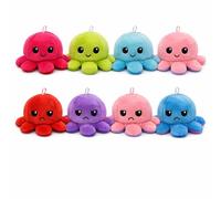 USTASS Kawaii 4 Pack Multicolor Octopus Reversible Octopus 4" Double Sided Happy Humor Grumpy Clip