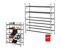 USTECH 5 Tier Adjustable, Expandable Shoe Rack Storage Organizer | Portable, Large, Free Standing Metal Shoe Shelf for Kids and Adults | 20 Pairs of Shoes