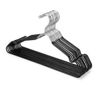USTECH Metal Space Saving Clothes Hangers | Trouser Bar with Shoulder Notch Thin Hangers Perfect for Coat, Suit, and Pants | Non-Slip Coating and Large Hook for Added Safety | Pack of 24