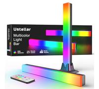 Ustellar RGB Light Bar Sync with Music, Colour Changing Gaming TV Backlight with Remote, USB Powered Ambient Lamp, 8 Dynamic Modes for Room Decor 2pcs