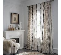USTIDE 2 Panels Bohemian Beige Curtains 71in - Vintage Cotton Lace Macrame Curtain, Light Reducing Rustic Retro Curtains for Bedroom Living Room Office