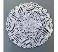 USTIDE 2pc Cotton Handmade Crochet Lace Table Placemats Snowflake Table Doillies Vintage White Dresser Doiliy Teapoy Cover 15inch Round