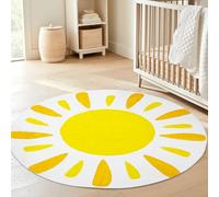 USTIDE 4ft Round Nursery Rug Durable Playmat for Crawling Babies, Machine Washable Floor Mat with Boho Sun Design Soft Bedroom Carpet for Toddlers Playroom 120cm