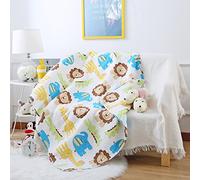 USTIDE Baby Kids Quilts Cover for Cotbed Lion Pattern Quilt Cover for Boys Reversible Cotton Quilted Throw Blankets 110x130cm, Lion