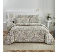 USTIDE Beige Pasiley Duvet Cover Set 4 Pieces Deep Pocket Fitted Sheet Egyptian Cotton Boho Bedding Double Size