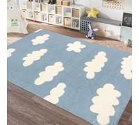 USTIDE Blue Sky White Cloud Large Area Rug Super Soft Fluffy Wool Rug Non Slip Carpet Floor Mat for Living Room Bedroom Nursery, 150x200cm