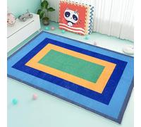 USTIDE Blue Striped Kids Modern Playroom Rug, 120x180cm, Non-Slip, Washable, Indoor