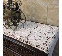 USTIDE Cotton Table Runner Rustic Floral Table Runners Hand Crochet Table Placemats White Table Doilies Runners 1PC, 40x80cm